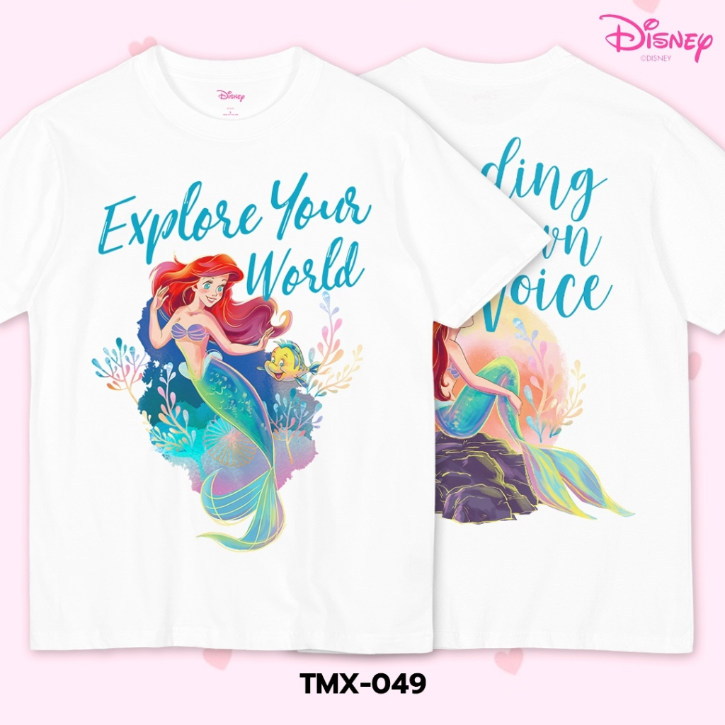 Power 7 Shop เสื้อยืดการ์ตูน The Little Mermaid ลิขสิทธ์แท้ DISNEY (TMX-049)
