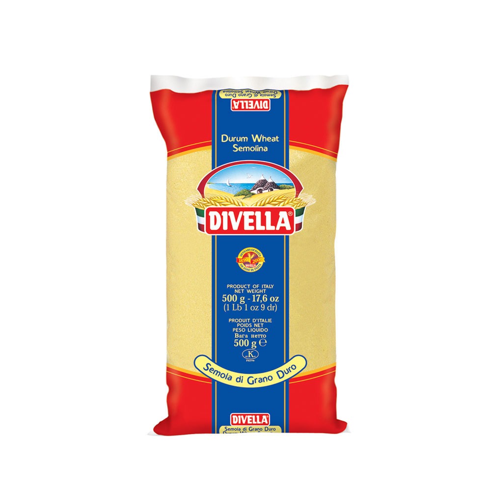 ดีเวลล่า แป้งดูรัมวีทเซโมลินา ขนาด 500กรัม Semolina Durum Wheat 500g Divella brand