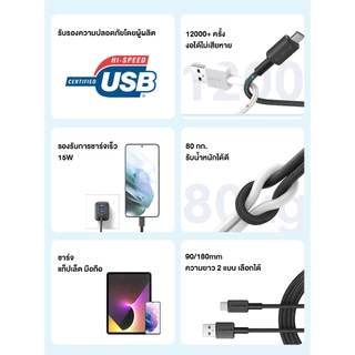 [สำหรับ iPhone 17] Anker สายชาร์จเร็ว 60W PD 322 USB-A to C Cable CarPlay 3A ชาร์จเร็วมือถือ Samsung / iPhone A81H5/6
