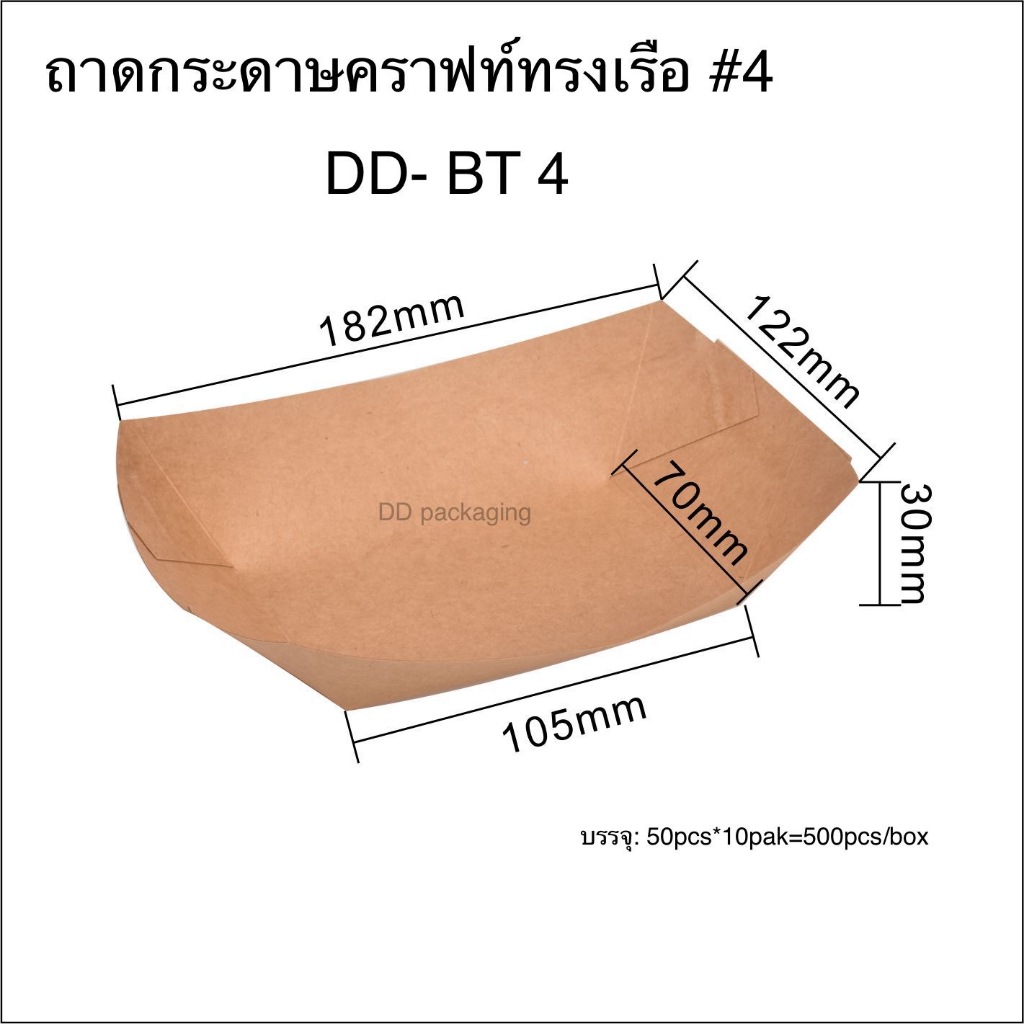 DEDEE  (50ชิ้น) ถาดกระดาษคราฟท์ทรงเรือ ถาดขนมทรงเรือ - รูปที่ 5