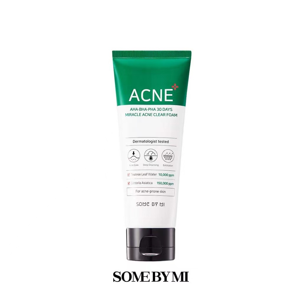 พร้อมส่ง SOME BY MI AHA-BHA-PHA 30DAYS MIRACLE ACNE CLEAR FOAM 100ML โฟมล้างหน้า คลีนเซอร์ คลีนซิ่ง herbal ฟอง gentle