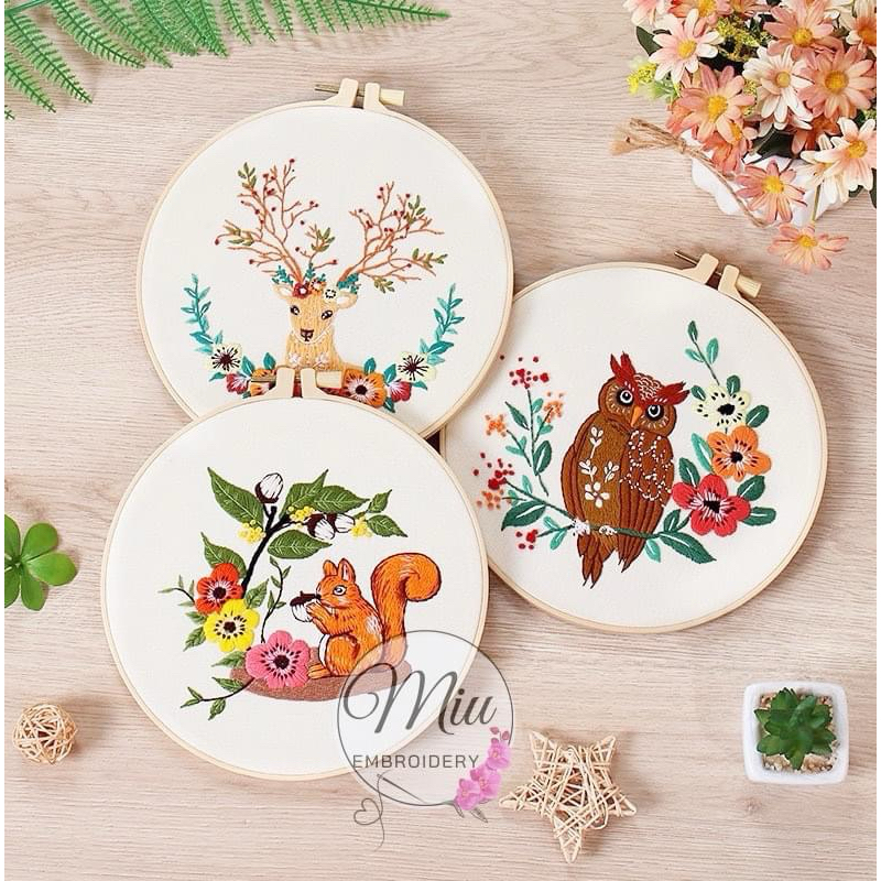 ชุดปักลายแฟนซี ฟรีสะดึงขนาด 20 cm Fancy DIY Embroidery Kit size 15cm