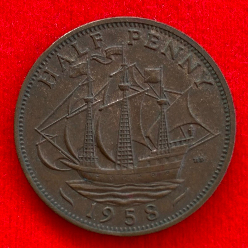 🇬🇧 เหรียญอังกฤษ United Kingdom ½ penny ปี 1958 เหรียญ​ต่างประเทศ