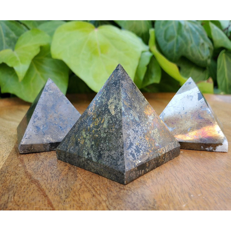 1 PC Pyrite Agate Pyramid - Blocks Negativity, Boost Personal Power, Helps Manifestations - Pyrite P