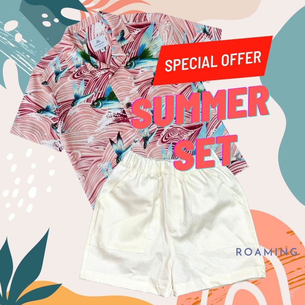 ชุดเซ็ทเด็ก Summer set เสื้อฮาวาย กางเกงลำลอง สีสันสดใส ใส่ได้ทั้งผู้ชาย ผู้หญิง - รูปที่ 5