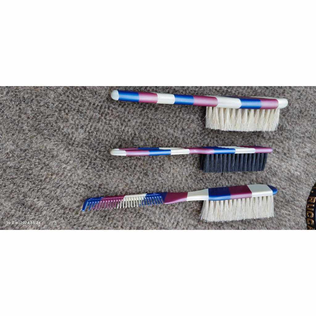แปรงปัดเศษผม แปรงปัดบาร์เบอร์ ขนหมูป่าสีขาว ขนไนล่อนสีดำ