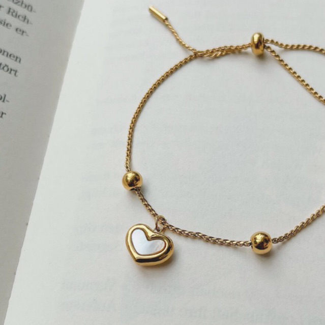PAWEENA 14K Gold Heart Bracelet 💖🤍