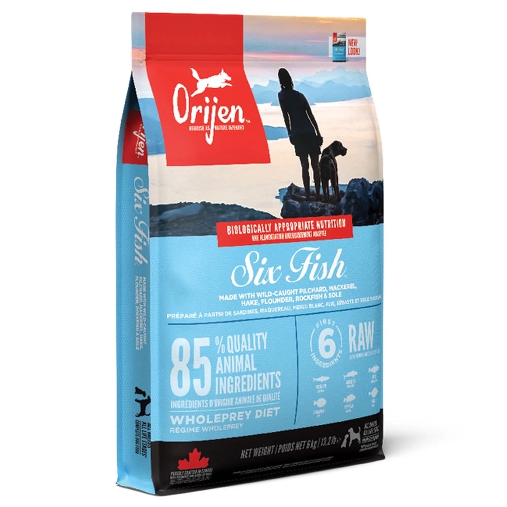 Orijen โอริเจน อาหารสุนัขแบบเม็ด สูตร Six fish (ปลา 6 ชนิด) สำหรับสุนัขทุกช่วงวัย ขนาด 11.4kg.