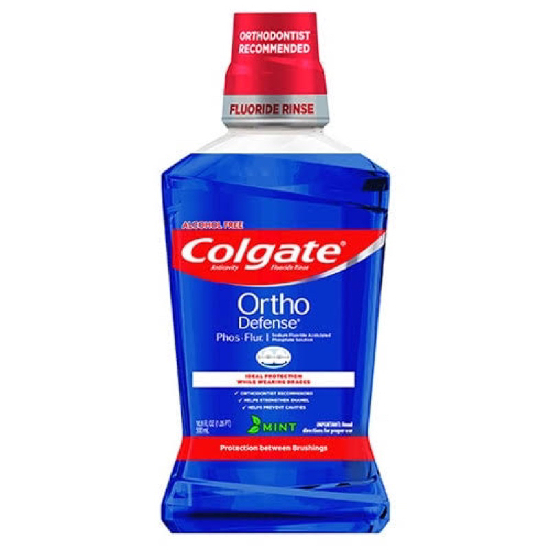 น้ำยาบ้วนปากคอลเกต ออร์โท ดีเฟนซ์ ฟอส-เฟลอร์ มินท์ ขนาด 500 มล. x2 (น้ำยาบ้วนปาก สำหรับคนจัดฟัน) Col