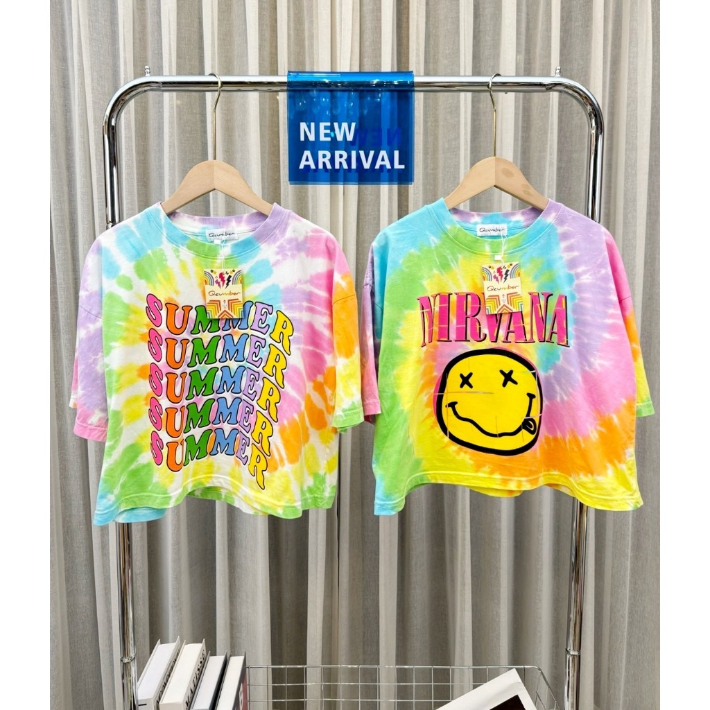 ✨พร้อมส่ง✨เสื้อครอปมัดย้อม งานป้ายQcumber