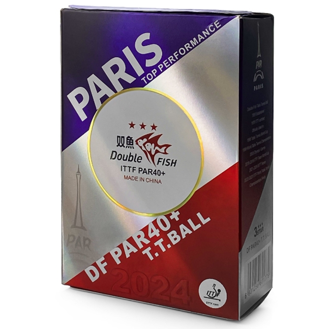 ลูกปิงปองยี่ห้อ DOUBLE FISH 3 STAR PAR40+ ITTF WHITE ( 6 Balls )