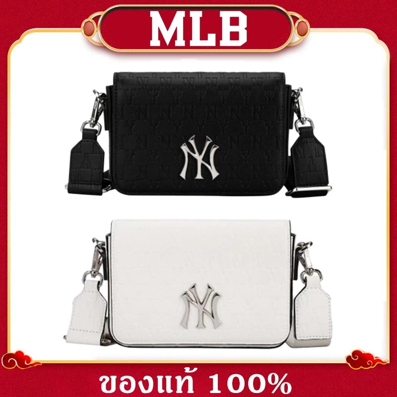 เกาหลีใต้ MLB Shoulder Bags ย้อนยุค ดอกไม้เก่าแก่ New York Yankees กระเป๋าถือ กระเป๋าสะพาย