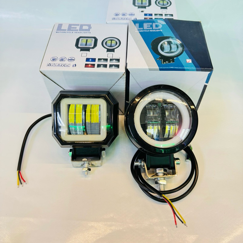 ไฟสปอร์ตไลท์ led 12-24vไฟ LED 50วัตต์(แสงไฟสีขาว+ไฟหรี่วงแหวนสีขาว) ไฟสปอตไลต์ ไฟตัดหมอกรถยนต์ มอเตอร์ไซค์