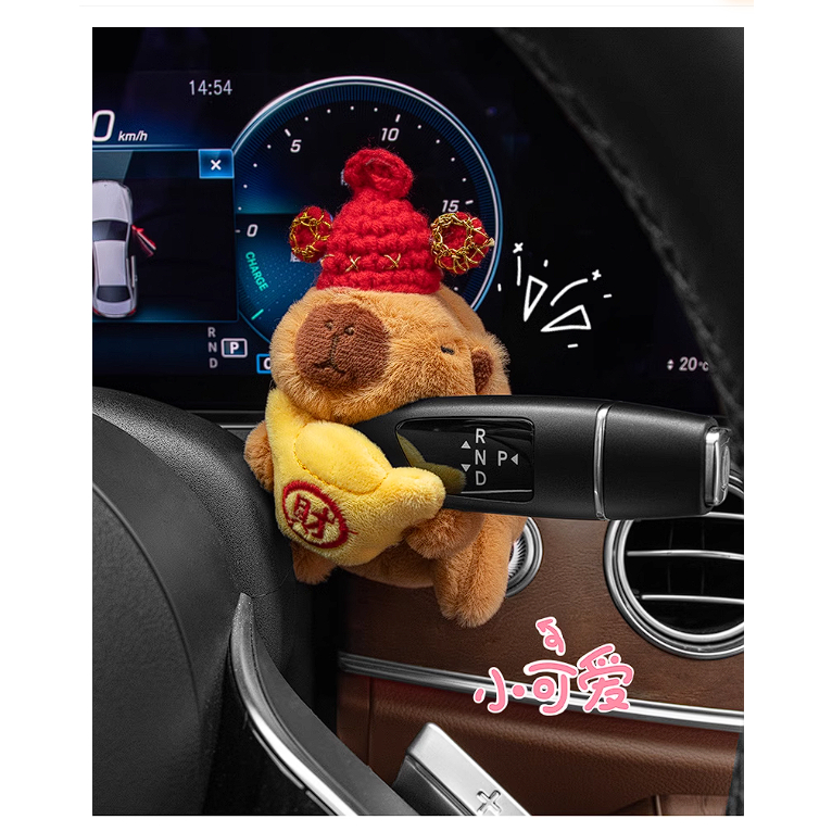 พร้อมส่ง ตุ๊กตาแต่งรถยนต์ คาปิบาร่ากิมตุ้งมงคล capybara แต่งเกียร์รถยนต์ ใส่ตรงที่ปัดน้ำฝน หรือไฟเลี้ยว