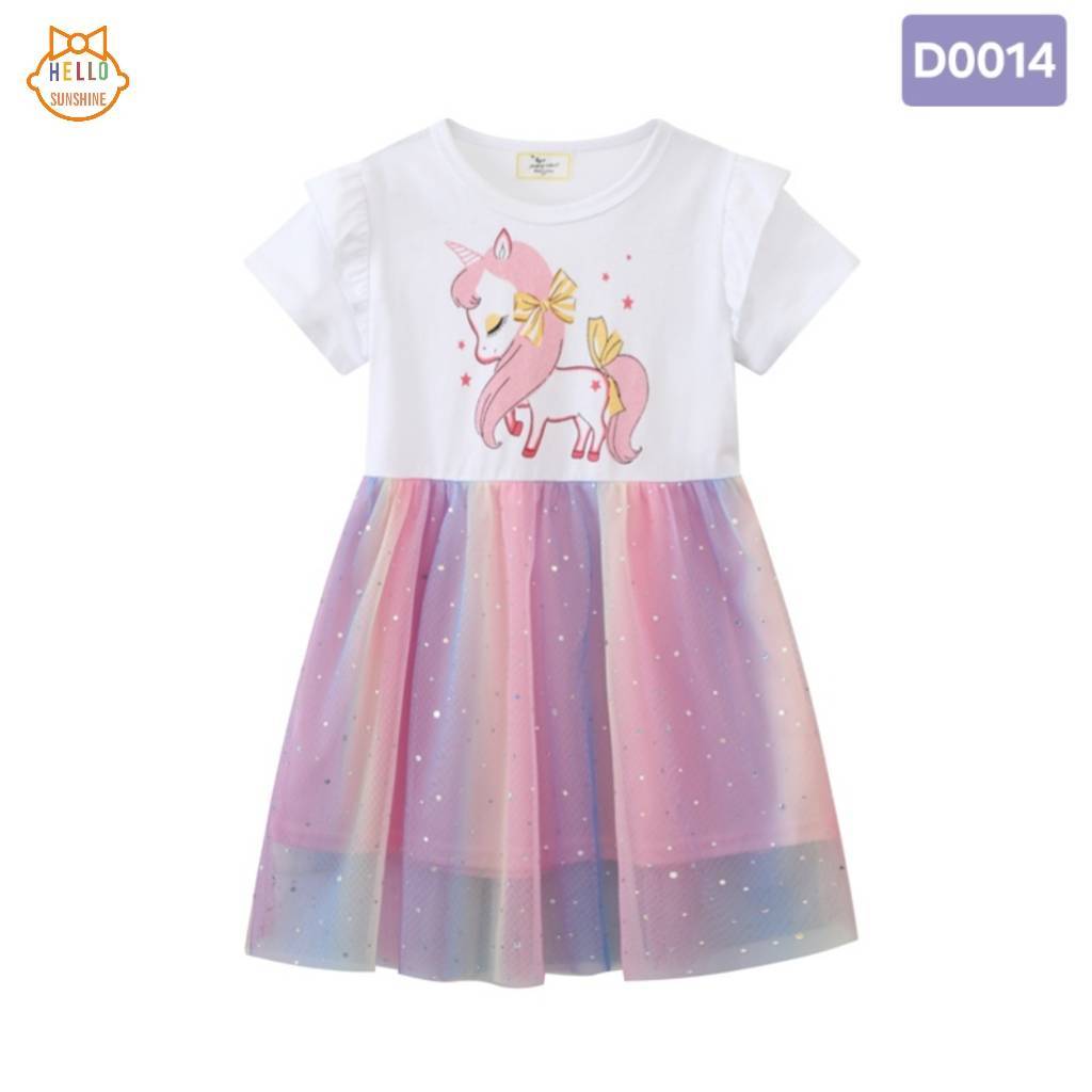 🦄พร้อมส่งจากไทย🦄 ชุดเดรสเด็กหญิง ผ้าคอตตอน Jumping meters เดรสยูนิคอร์นกระโปรงรุ้งฟรุ้งฟริ้ง