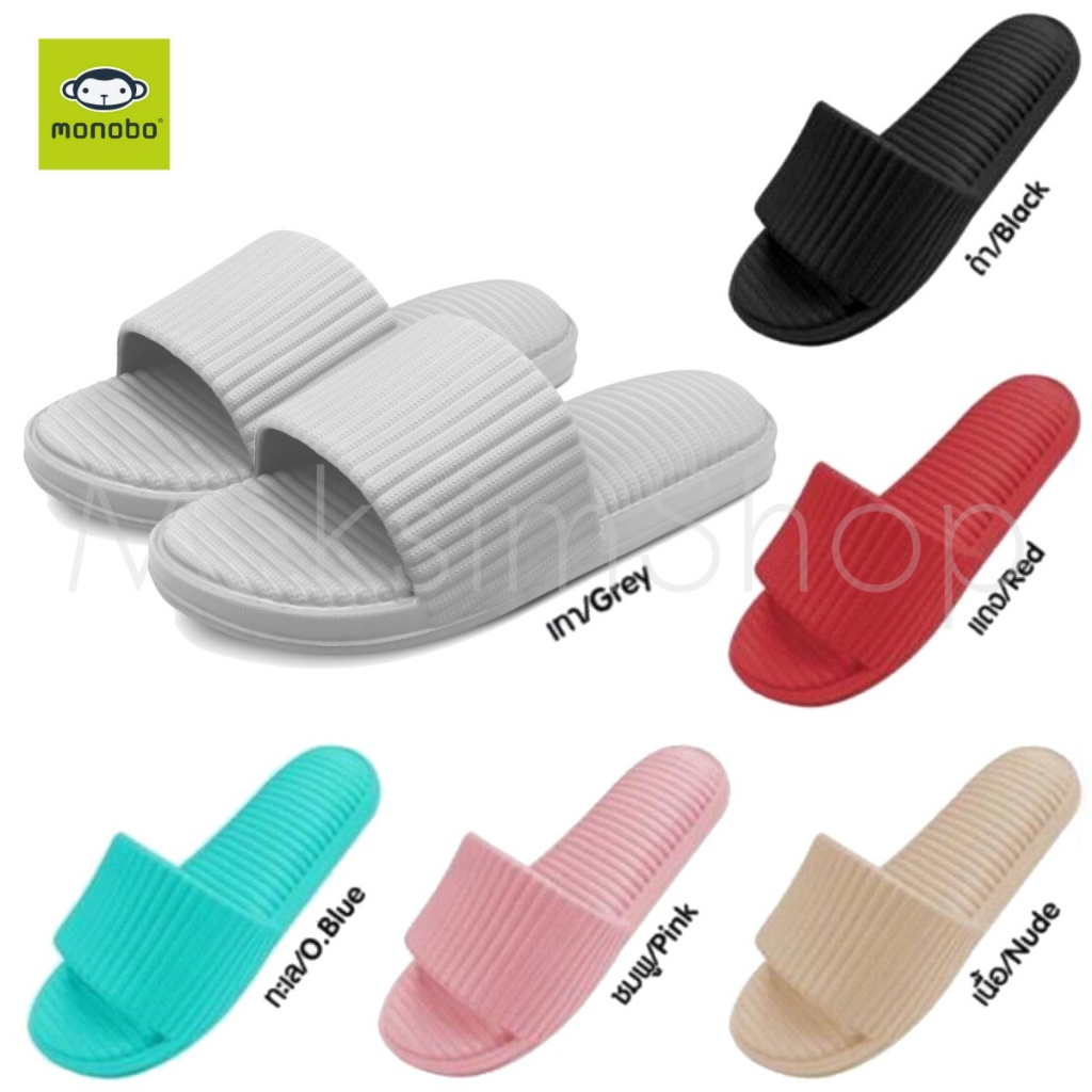 MONIGA 10.4 รองเท้าแตะ รุ่น MONOBO ไซส์ 5-8 สี ดำ เทา เนื้อ ชมพู ทะเล แดง Maksim