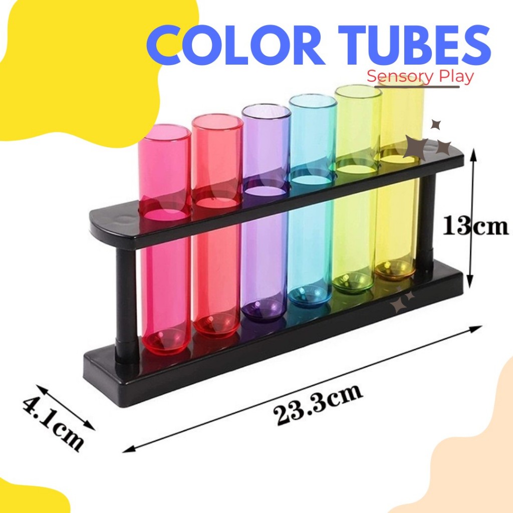 Color Tubes หลอดทดลอง แก้วยาว 6 สี พร้อมส่ง Sensory Play Lookmaebaby