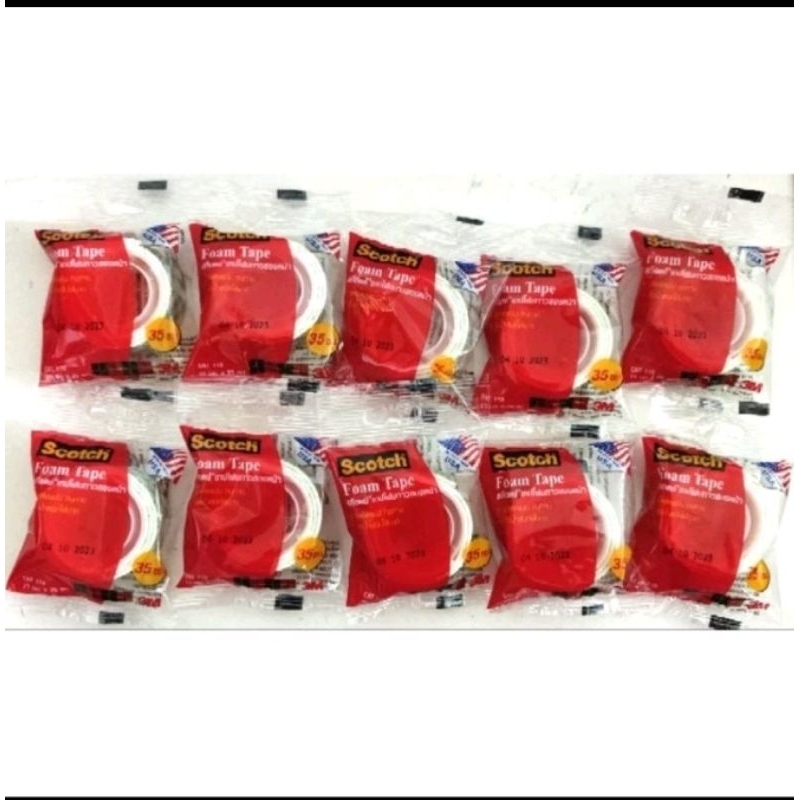(10ม้วน)สก็อตช์® เทปโฟมกาว2หน้า 3M 35cm. (21มม.x35ซม.)