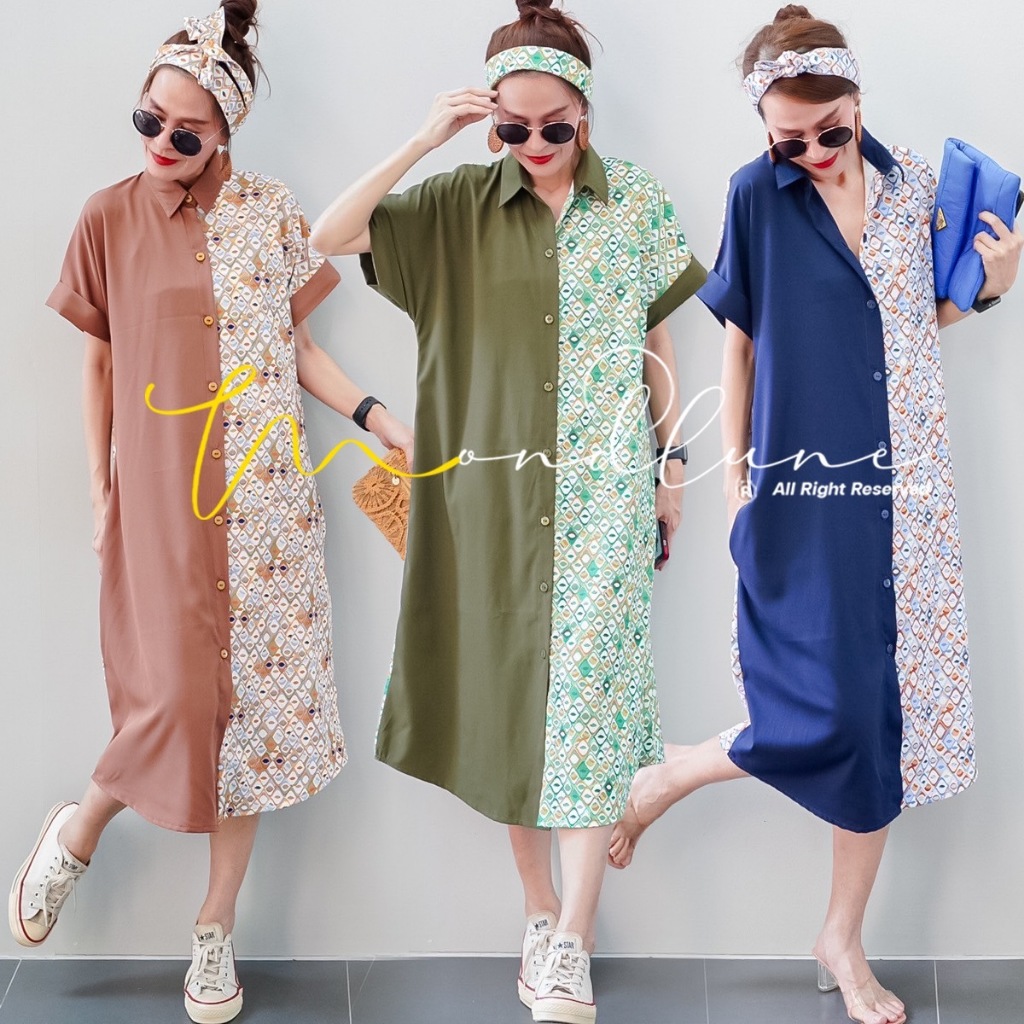 อย่าลืมแวะเข้ามาเก็บโค้ดส่วนลดกันนะคะ MondLuneCloth New arrivals Korea style New dress เดรสคอปกเซิ้ต แขนเบิ้ล แต่