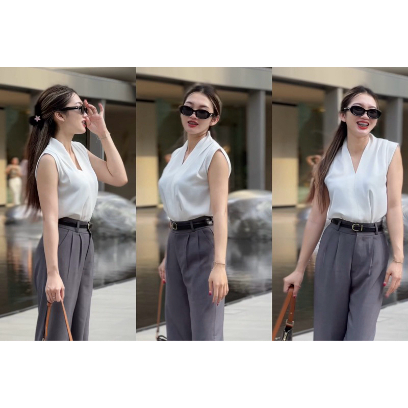 เสื้อคอวี ดีเทลสวยหรู ดูแพงมาก
