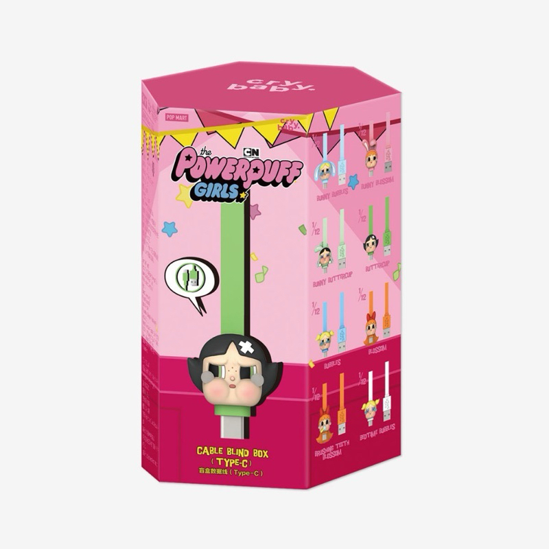 (พร้อมส่งทันที) กล่องสุ่ม 1 สุ่ม สายชาร์จ POP MART CRYBABY X Powerpuff girls Series-Cable Blind Box มี12+1แบบ ของแท้