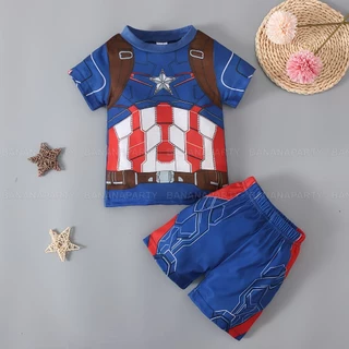 ชุดขาสั้น ผ้าใส่สบายไม่ร้อน ชุดซุปเปอร์ฮีโร่ hero ชุดแฟนซีเด็ก ชุดซุปเปอร์ฮีโร่ กัปตันอเมริกา สไปเดอร์แมน ฮัลค์ ไอรอน