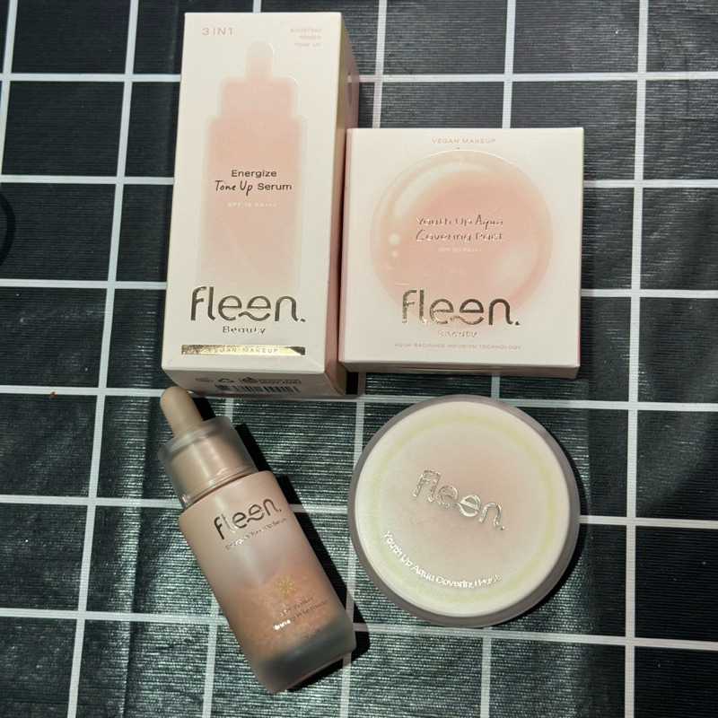 ส่งต่อ 🍑เซ็ตคู่ Fleen Beauty Energize Tone Up Serum + Youth Up Aqua Covering Pact Cushion SPF 50 PA+