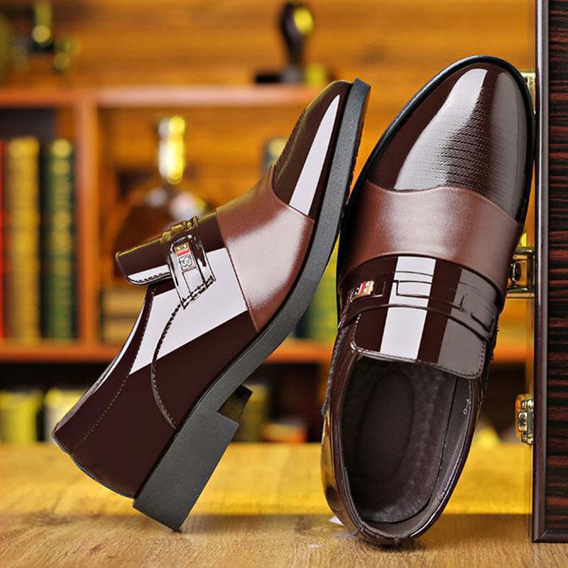 Intelscore 👞รองเท้าหนังธุรกิจลำลองสำหรับบุรุษ👞นุ่มสบาย หัวแหลม พื้นนุ่ม สีดำ/น้ำตาล ไซส์ 39-44~