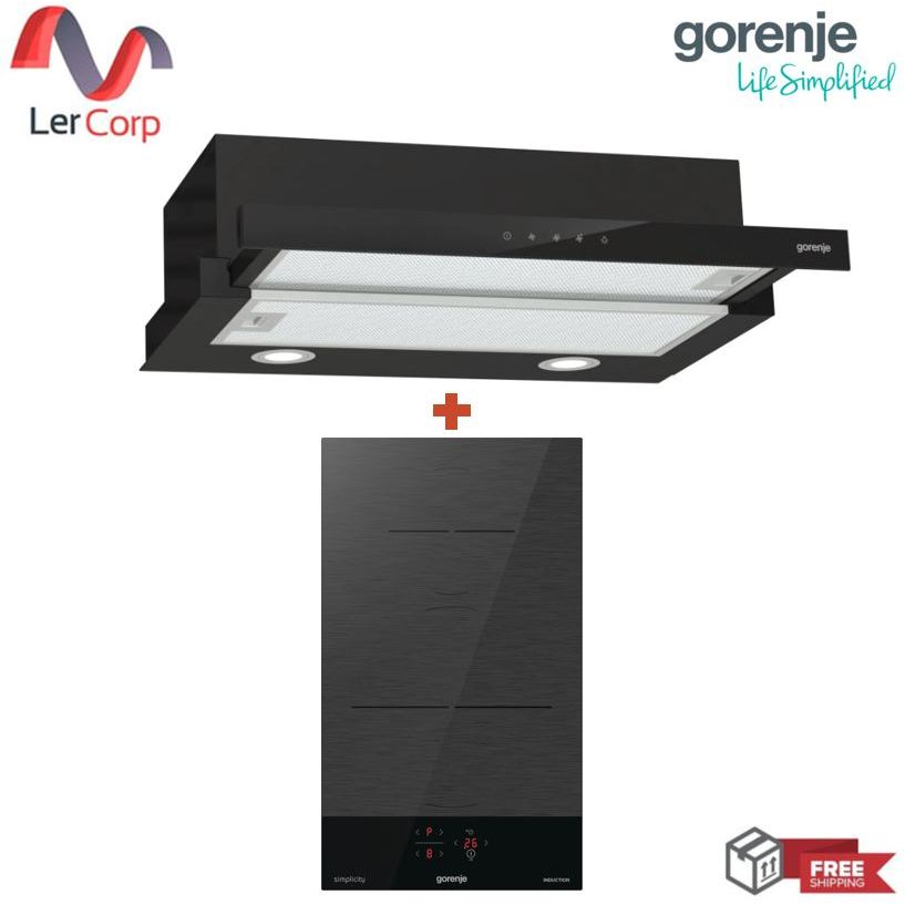 (Gorenje) เครื่องดูดควันแบบฝัง TH64E4BG + เตาไฟฟ้าอินดักชั่น ควบคุมระบบสัมผัส รุ่น GI3201SYBSC