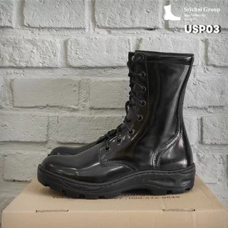 Combat Boots / คอมแบท รุ่น USP03 หนังขัดมันเกรดพรีเมี่ยม พื้นรถถัง by Srichaigroup