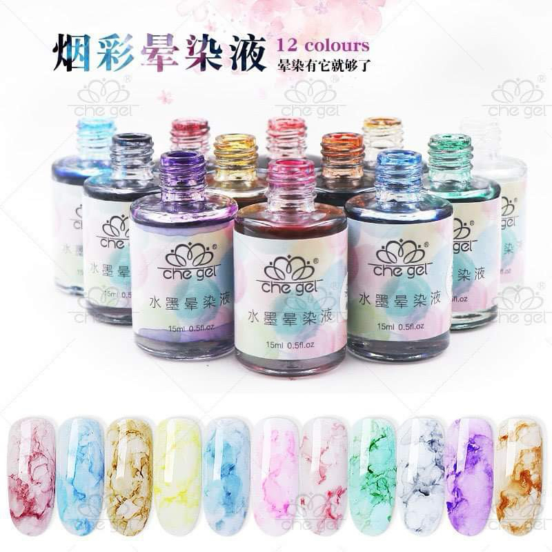 สีหมึกทำหินอ่อน 15ml เล็บหินอ่อน สีเจลฟุ้ง สีหินอ่อน เพ้นท์เล็บ ลายเล็บหินอ่อน