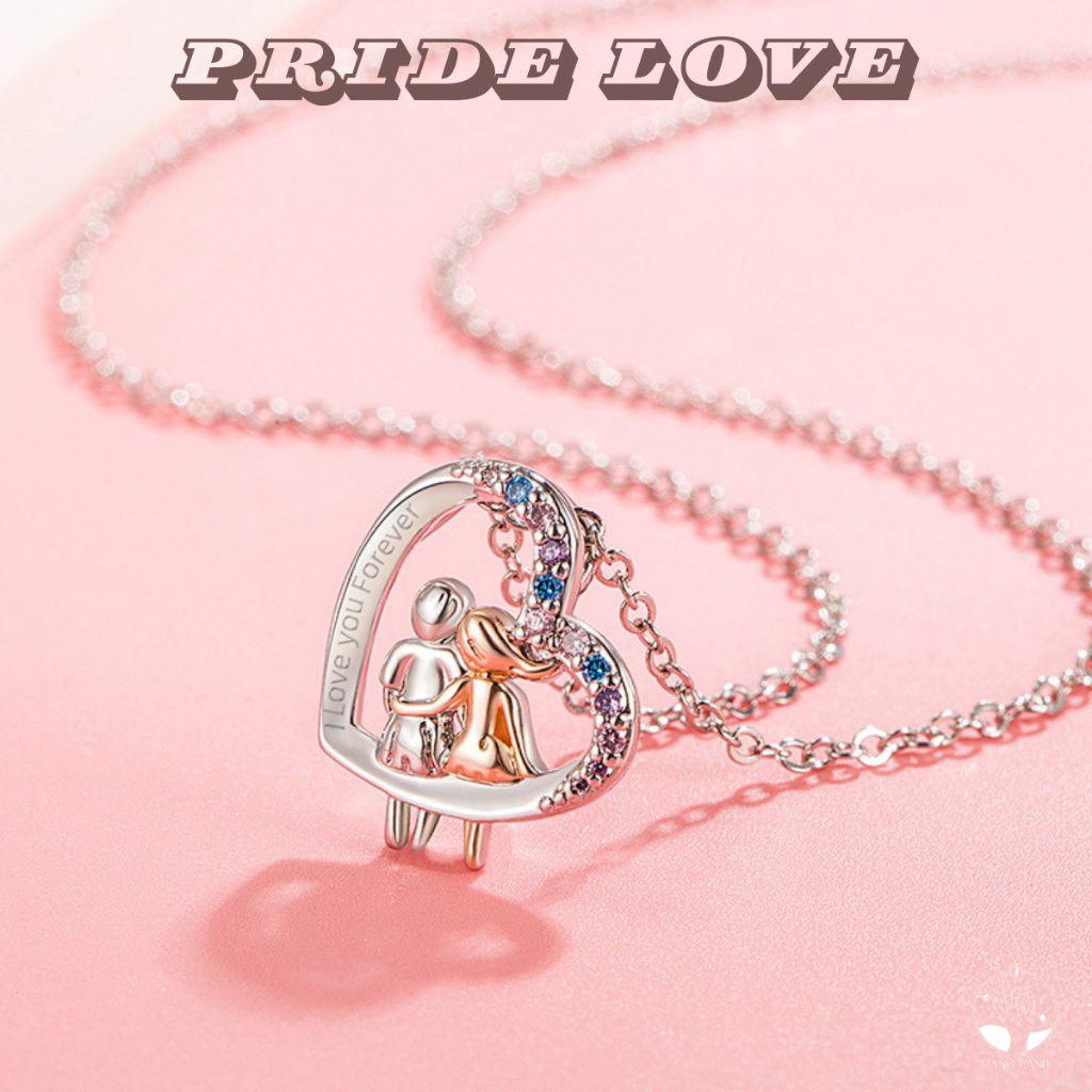 MNL💗สร้อยคอ Pride Love ให้โลกเป็นสีชมพู จี้หัวใจ ตัวอักษร น่ารัก เครื่องประดับแฟชั่น ไม่ลอกดำ ใส่ได้ทุกวัน เงินแท้925