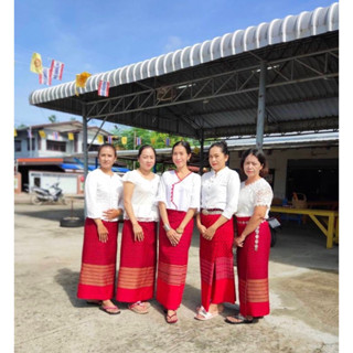 ผ้าถุงมอญผ้าฝ้ายทอลาย เย็บแล้วนุ่งได้เลย แบบป้าย (ผูกได้เลยน…