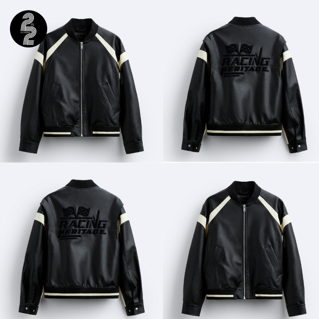 KR1219 "Raching heritage Jacket " เสื้อแจ็คเก็ตหนังดีเทลโครตเท่สายสตรีทต้องโดนน