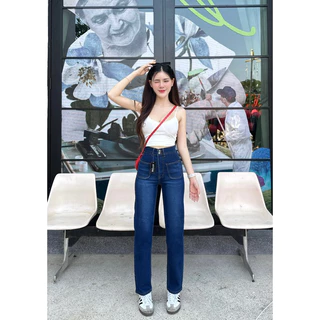 กางเกงยีนส์ ATOM8117ทรงขากระบอกผ้ายืดพร้อมส่งสาวPlussize