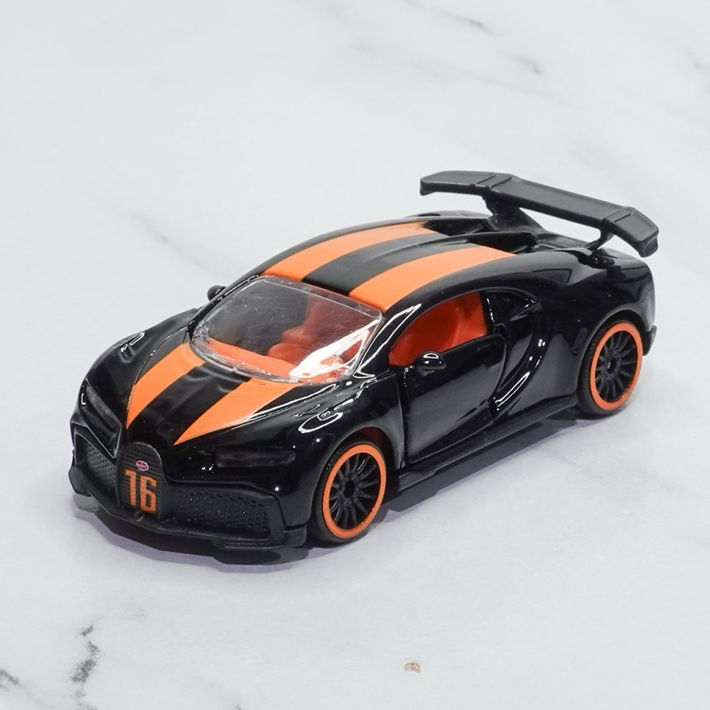รถเหล็กโมเดล มาจอเร็ตต์ Majorette Bugatti Chiron No.16 สีดำ คาดส้ม