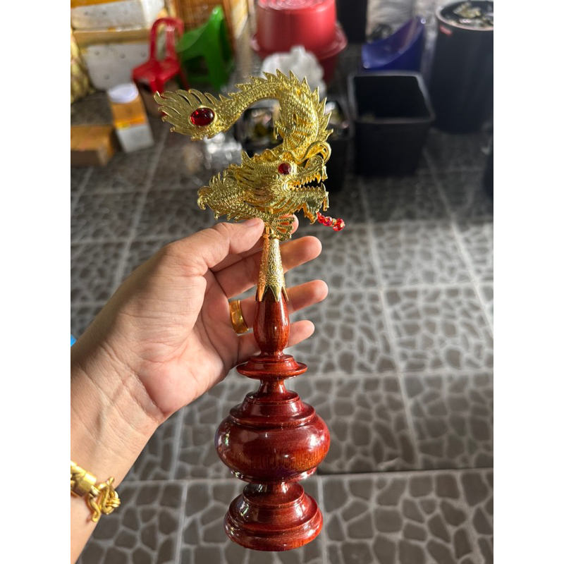 หัวกรงนกไม้นาคบุต ตะขอมังกรชักศอกชุบทอง ใส่13-17ซี่ 850 - รูปที่ 2