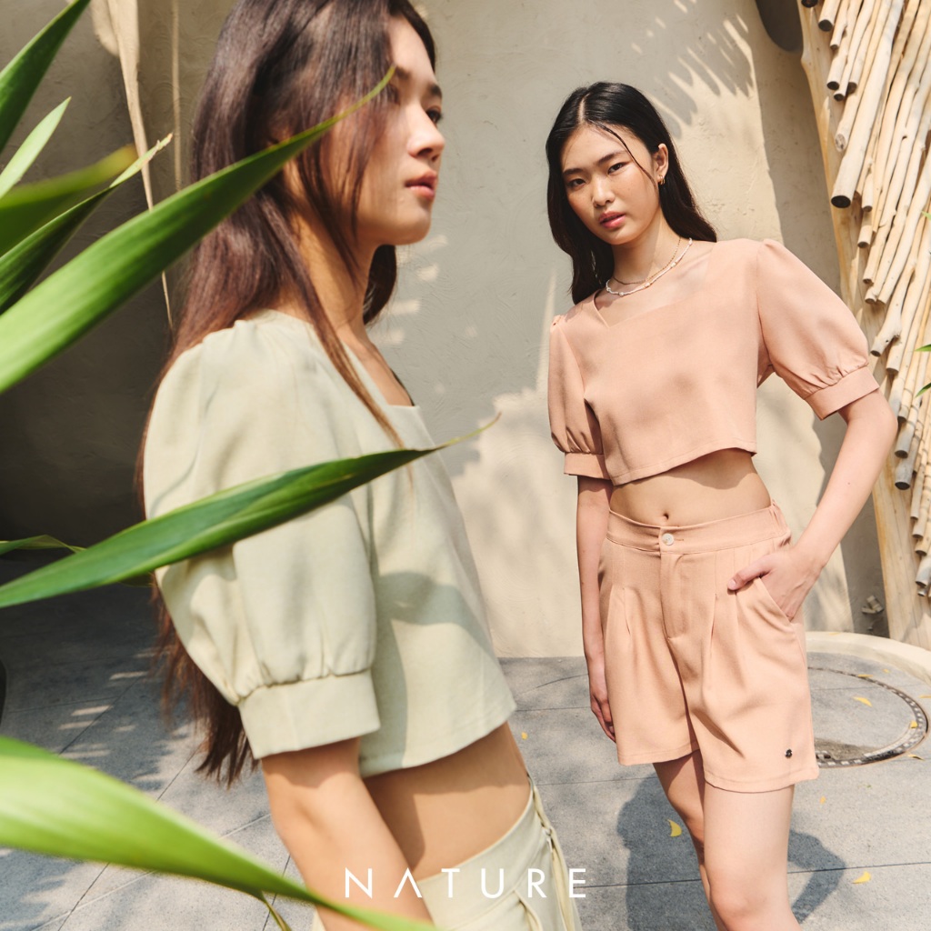 ลด 𝟲𝟬.-พิมพ์ NTBCTT nature.bkk - TPN0158 เสื้อครอปคอเหลี่ยม Square neck crop