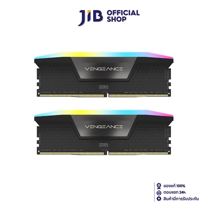 48GB (24GBx2) DDR5 7200MHz RAM (หน่วยความจำ) CORSAIR VENGEANCE RGB DDR5 (INTEL XMP) (BLACK) (CMH48GX