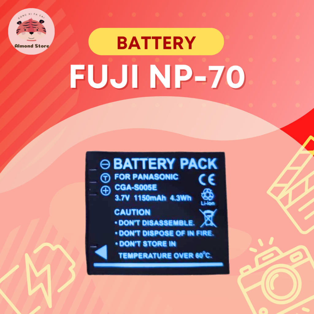 [ประกันแบต 1 ปี, ส่งไว้] SKU 0063 แบตกล้อง Fuji FNP-70 แบตร่วม Ricoh DB-60/65 Panasonic S005/S005E พ