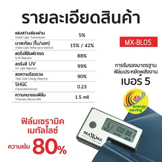 ฟิล์มกรองแสง Refined ฟิล์มเซรามิคเมทัลไลซ์ ฟิล์มปรอท ฟิล์มติดบ้าน กันร้อน ชุด DIY ประหยัดไฟเบอร์ 5