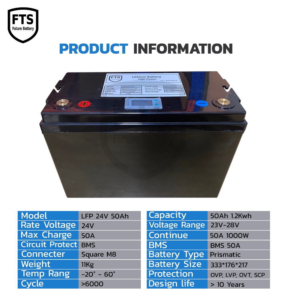 Lifepo4 Battery 24v (23-27.2v) 50Ah