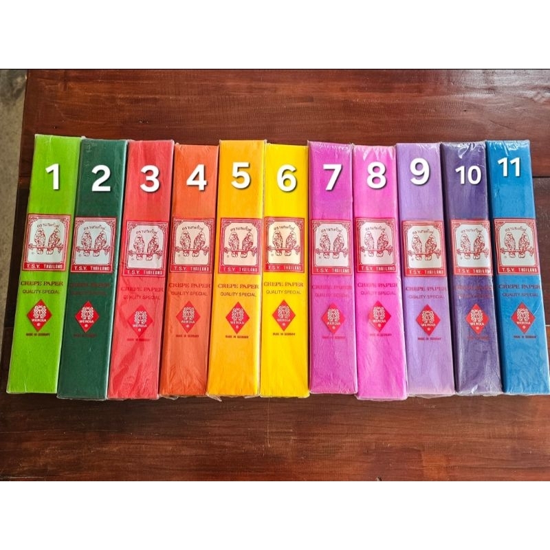 กระดาษย่น 8 ฟุต กระดาษย่นทำดอกไม้ กระดาษย่นตกแต่ง กระดาษย่นตรานกแก้วคู่ (ราคาต่อแผ่น)