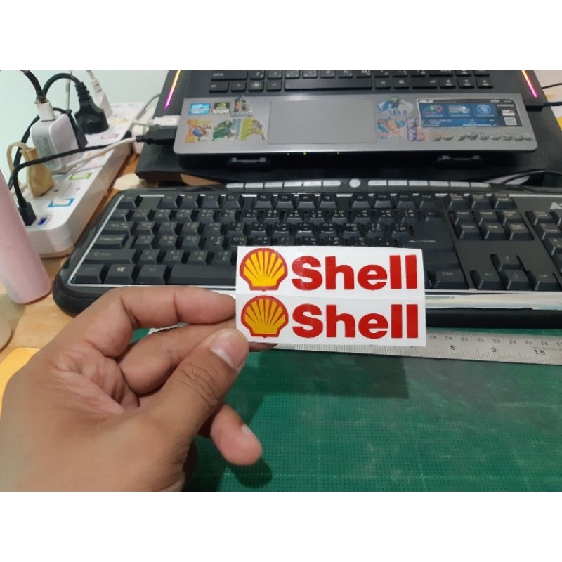 สติ๊กเกอร์ แต่งรถ Shell งานตัดสะท้อนแสงlogo  1 แพ๊ก  มี 2 ชิ้น