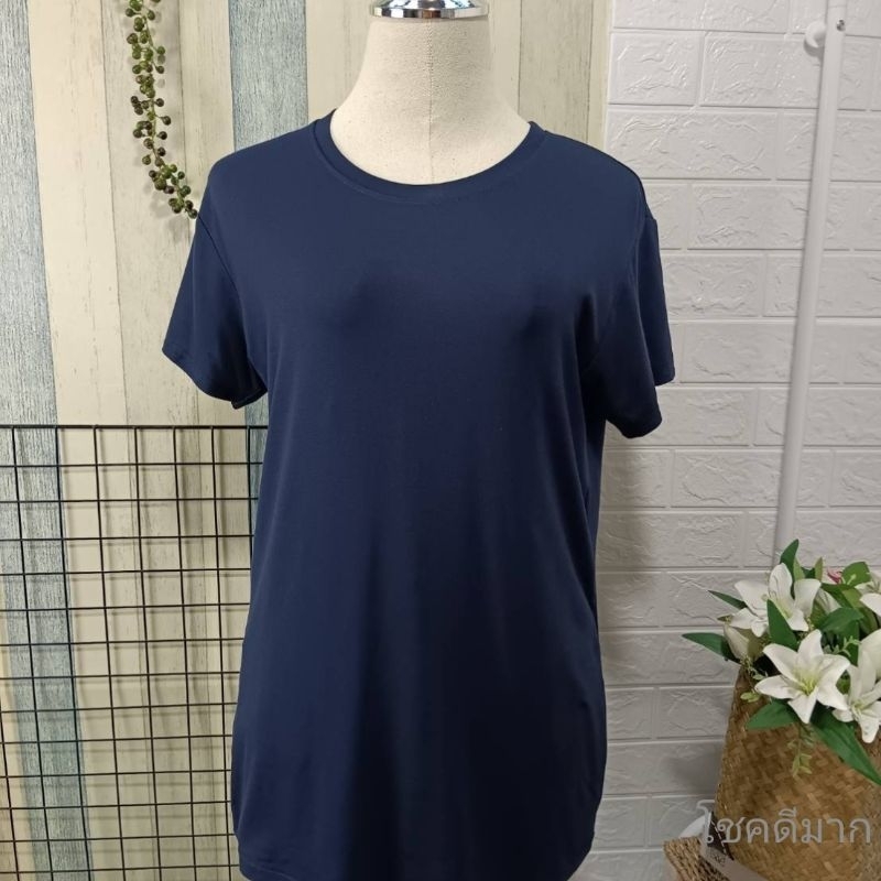 B113 เสื้อยืดเรย่อนคอกลม สีพื้นเต็มตัว อก36-46 ผ้านุ่มใส่สบาย สาวอวบใส่ได้ ราคา ถูกที่สุด ดีลบีเคเค แกลเลอรีภาพที่ 5
