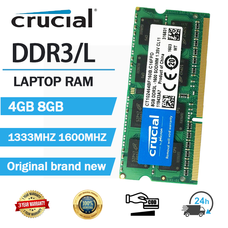 Local 24H ship Crucial DDR3 DDR3L RAM 4G 8G 1600Mhz PC3-12800 PC3L-12800 204pin SODIMM Laptop memory
