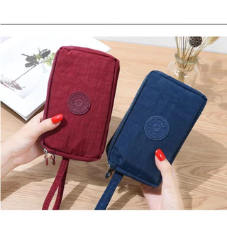 (B-455)🔥กระเป๋าสตางค์ใบยาว ใส่โทรศัพท์ได้ สีสดใส  ผ้าร่มงาน สําหรับผู้หญิง 12สี