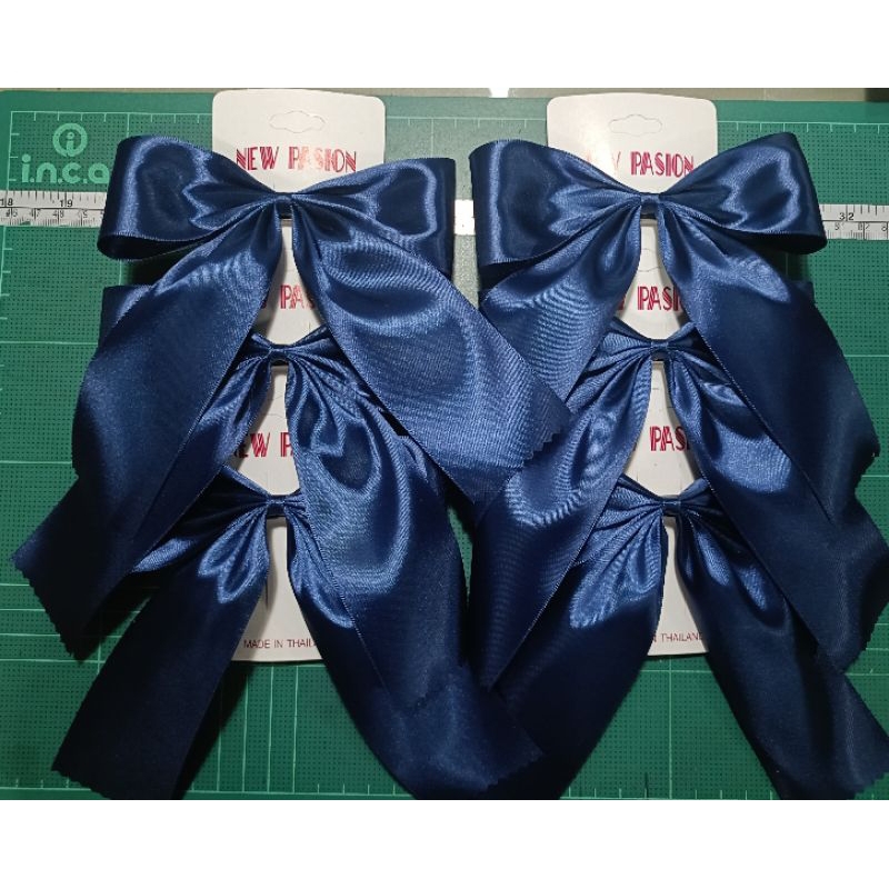 โบว์นักเรียนมัธยมปลายสีกรม ขนาดริบบิ้น 2" จำนวน 6 ตัว