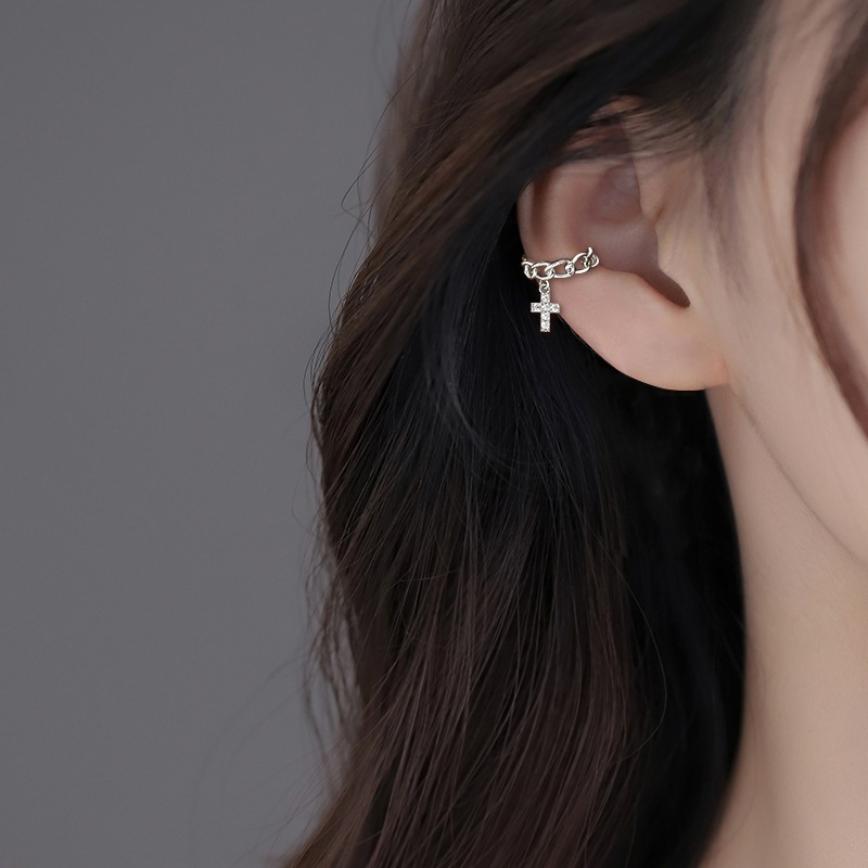 𝐄𝐚𝐫 𝐜𝐮𝐟𝐟 • เอียคัพเงินแท้ ลายเลทมีtห้อย • E338