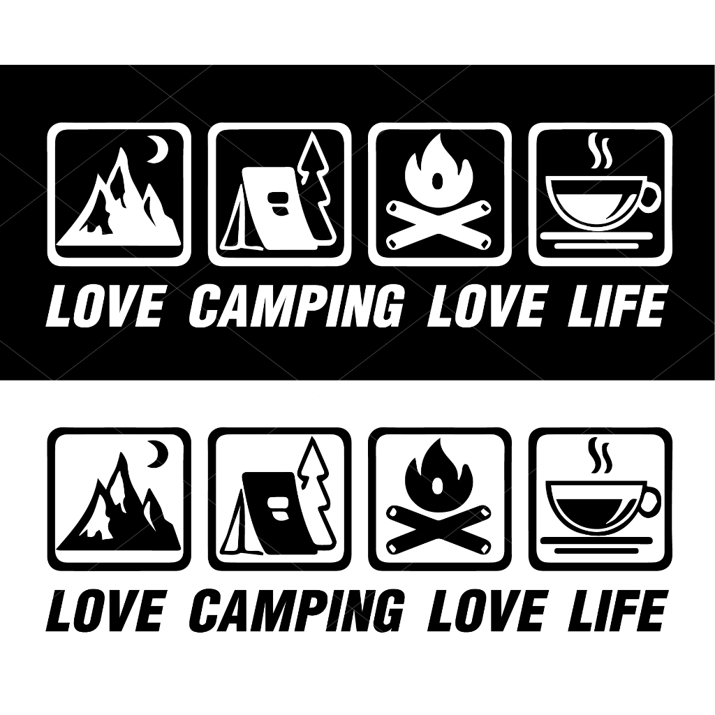 สติ๊กเกอร์ ลาย Love Camping Love Life  20x6 cm ของอยู่ไทย